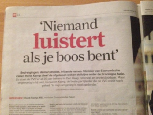 Krantenkop dwingt tot lezen en tot besef dat het klopt. 