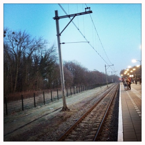 Wachten op wat er komen gaat, de kou slaat wit neer. 