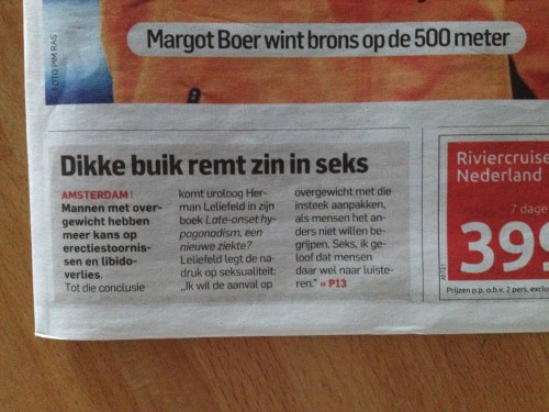 kijk...dit soort info daar heeft een mens iets aan op de vroege morgen.  Ik kijk voortaan op een andere manier naar mannen met dikke buiken