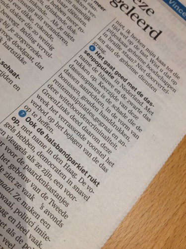 De column van Vincent laat me grijnzen.