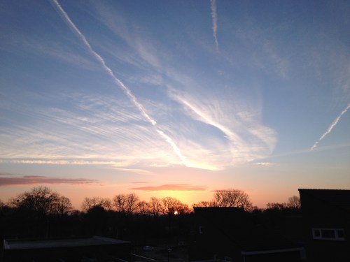 Kijken naar de opkomende zon. Even mijn ergernissen vergeten .