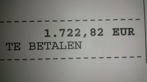 Appje van zoon (ja...ik app nog steeds) met het bedrag dat hij moet betalen voor de reparatie van zijn auto. Au!