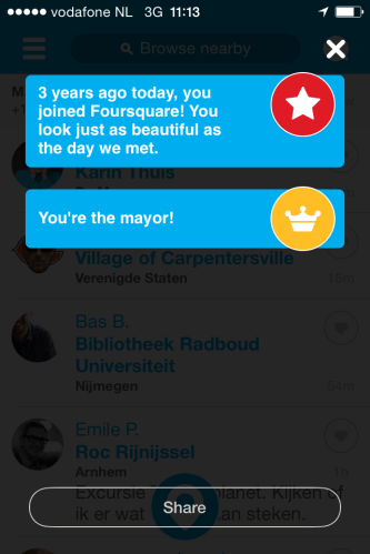 Stelletje vleiers daar bij Foursquare..