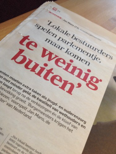 Lezen we even mee dames en heren raadsleden en wethouders? Blijf in gesprek met je burgers en blijf kijken naar hun de behoeftes.