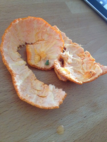 Ik eet een mandarijntje.