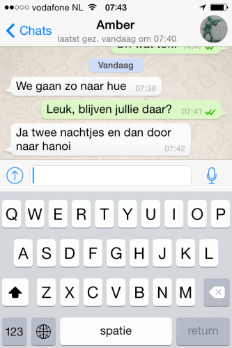 Het eerste appje van de dag..