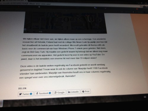 Ik kom maar niet op gang, maar ik lees en like en deel..