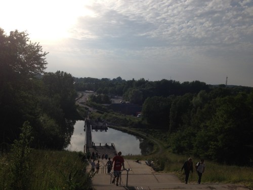 Tussenstop, nog tig trappen te gaan.