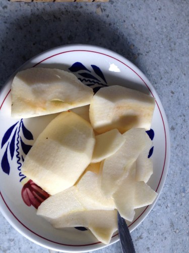 Ik snij een appel aan flarden