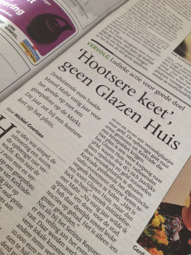 Vandaag lagen er zomaar twee kranten op onze mat. Dit stukje had ik ook niet willen missen. Bravo Marcel Mahr!