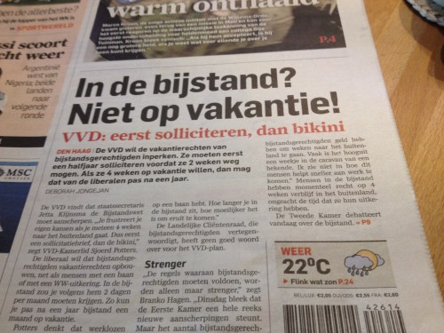 Oh gelukkig, want die dit had ik niet willen missen. Op vakantie als je in de bijstand zit?? mwoehahahahahh die grapjassen van de VVD stan echt mijlenver van de werkelijkheid..